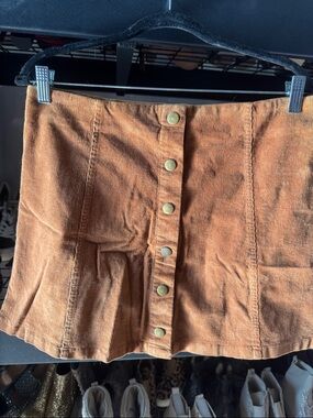 White Crow Rust Corduroy Button-Front Mini Skirt